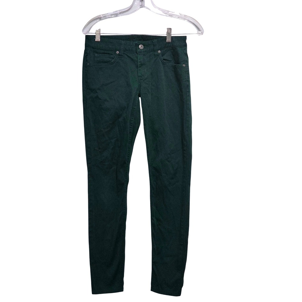 Arizona Jean Co Womens Skinny Pants Hunter Green Mid Rise 5-Pocket Size 3
